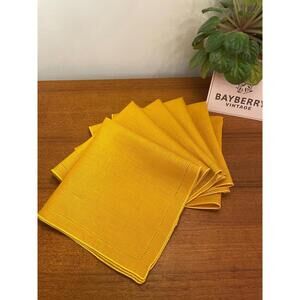 Vintage Linen Napkins Set of 6 Mustard Yellow 15 Inch Square | Excellent Cond